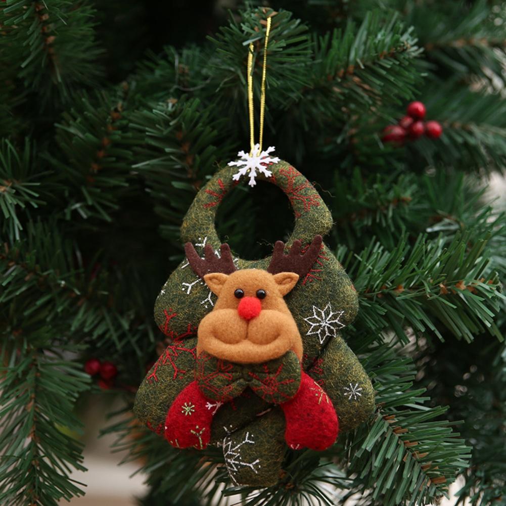 4Pcs Plush Christmas Tree Hanging Ornaments Santa Snowman Reindeer Bear Designed for Holiday Seasonal Decoration and Festive Use