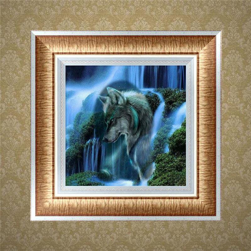 Exquisite Full Square Mosaic Diamond 5d Diy Diamond Painting Wolf Waterfall Scenic Embroidery Cross