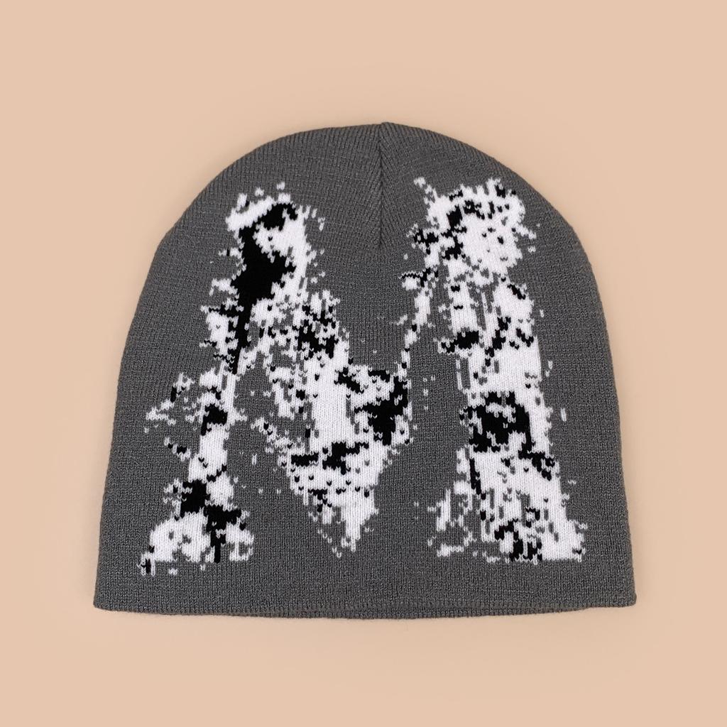 Autumn and Winter European and American Style Jacquard M Letter Knitted Hat Men and Women Warm Retro Street Ins Hip Hop Pullover Hat