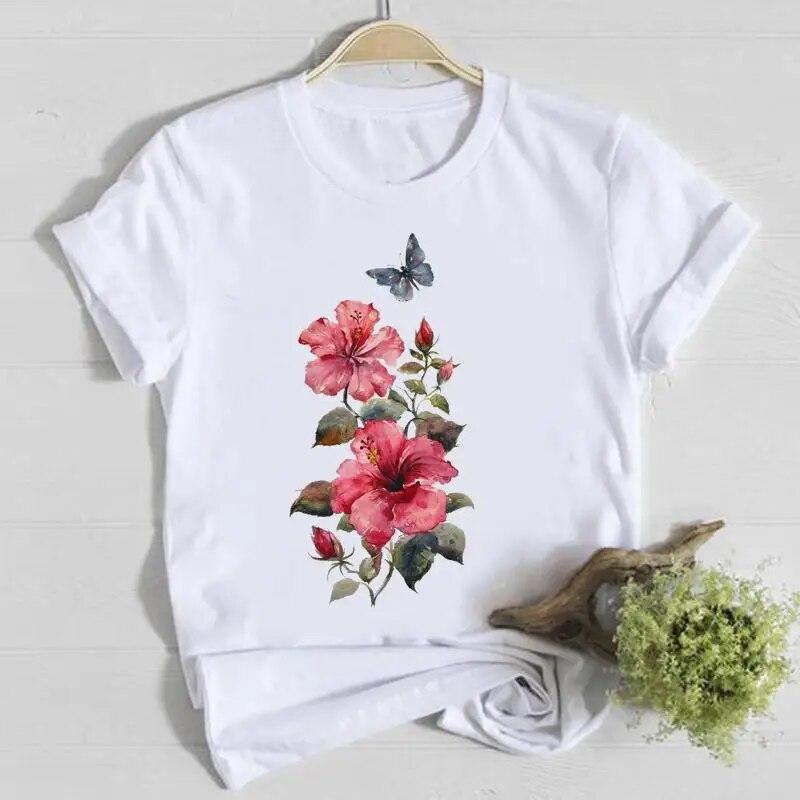 Butterfly Cute Sweet Lovely Casual Tee Top Short Sleeve Shirt Lady Clothes Fashion Tshirt Summer Female T Women Graphic T-shirts