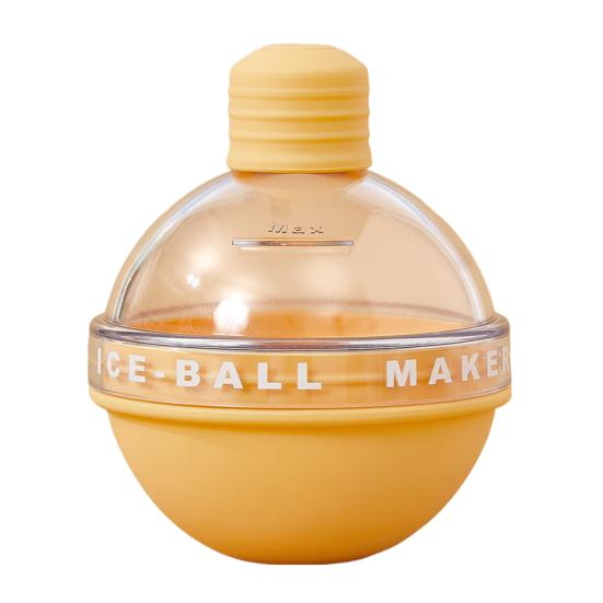 

Силиконовый лоток для льда для виски, большой круглый генератор кубиков льда с крышками для коктейлей, бурбона и напитков, легко снимается жёлтый