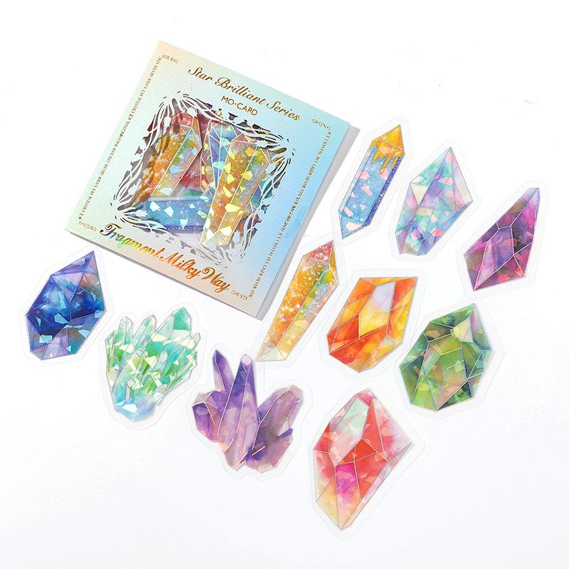 1pack/20pcs Laser Flash PET Waterproof Sticker Cool Geometric Pattern, Ideal for Journal Deco DIY Craft Album Gift Decor