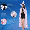 Black Halloween Blood Costume Cosplay Props Horror Cape Terrifying Witch Cloak Hat Set  Decoration
