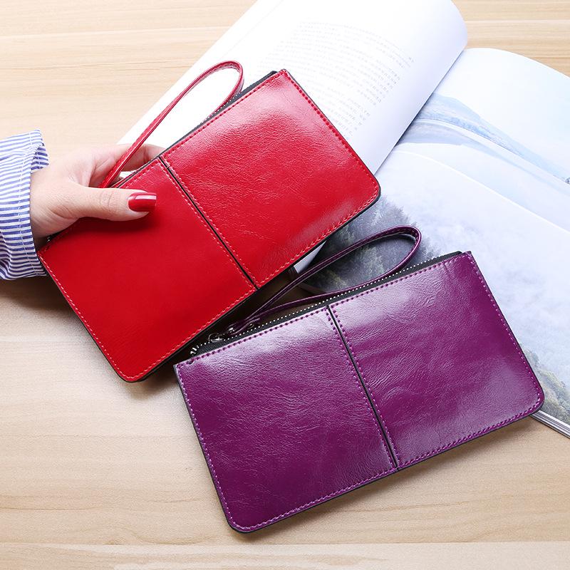 Women's Korean Style Zipper Wallet - Long Clutch with Multi-Card Slots and Wristlet