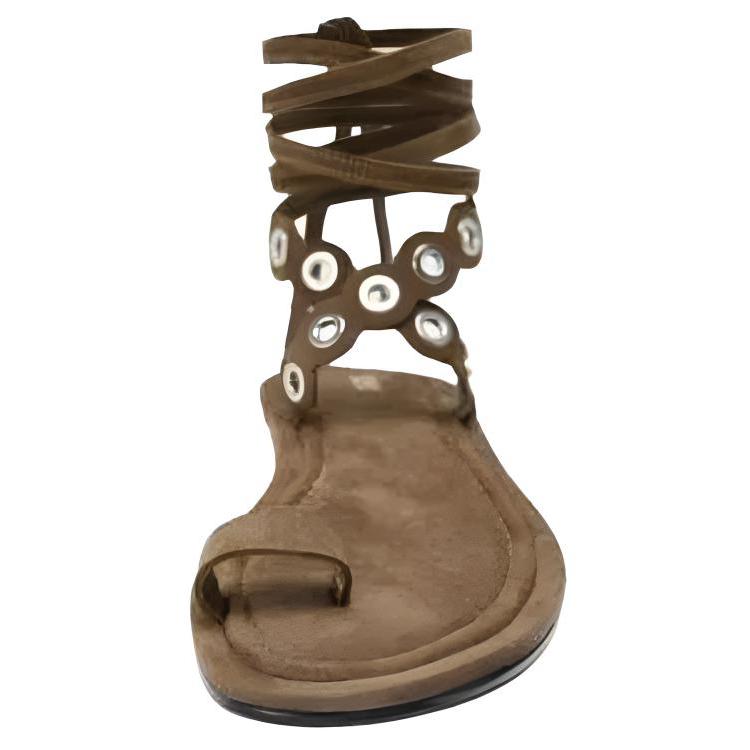 Zara Retro Versatile One-Strap Sandals Women Sandals Brown 3640510700
