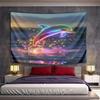 Neon Dolphin with Colorful Hearts Pattern Wall Hanging Tapestry Decorative Tapestry Home Decor for Bedroom and Living Room