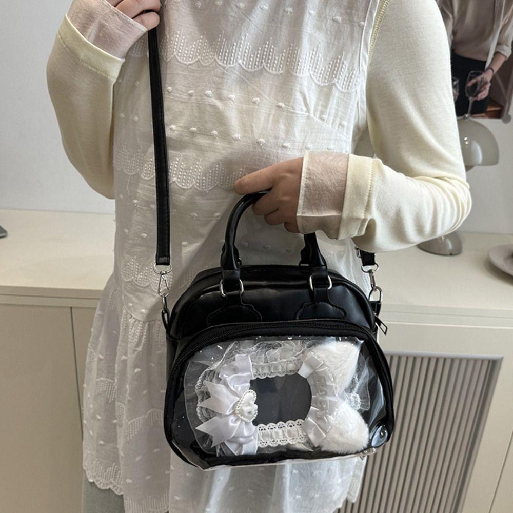 PU Japan Style High Capacity Transparent Ita Bag PU Casual Leather Handbags Square JK Bag Creative Gift