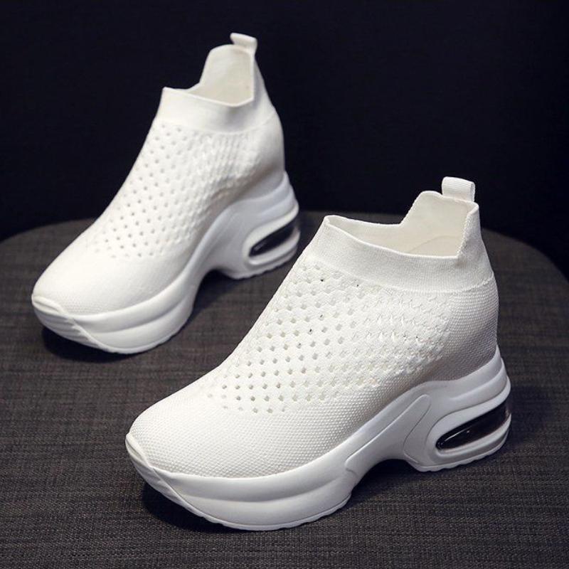 Summer Casual Hollow High on Platform Shoes for Women Fashion 2025 Daily Routine Korean New Arrival Slip On Woman Footwear Sale