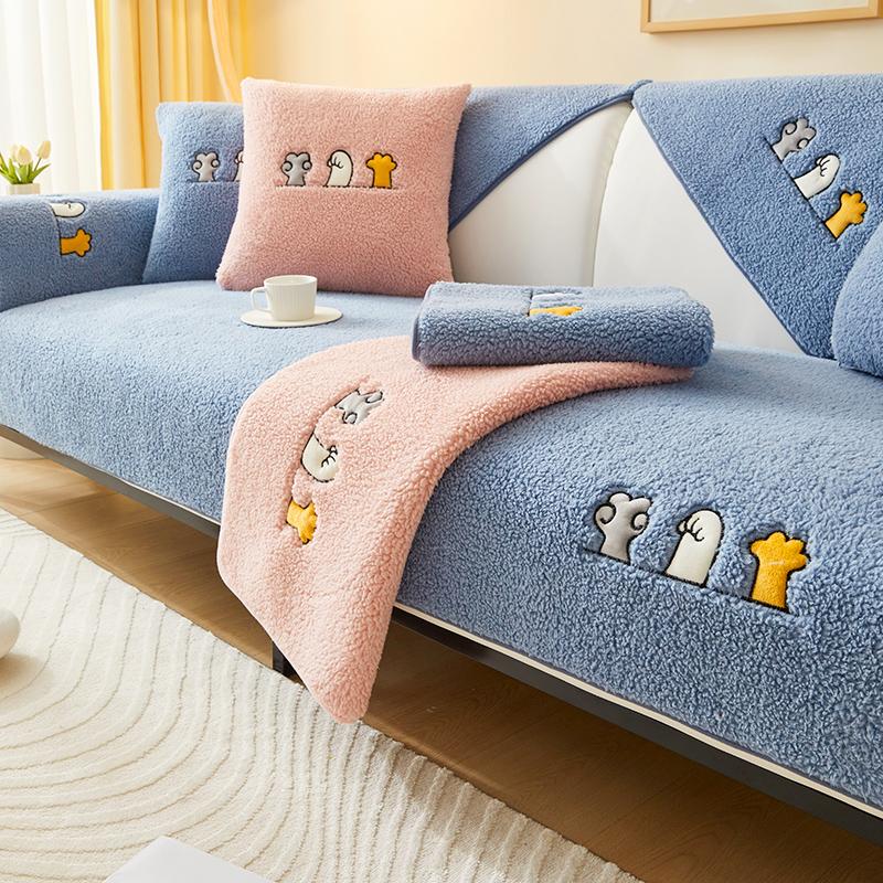Lamb's Wool Sofa Cushion New Four Seasons Universal Thickened Non-slip Cushion Leather Sofa Cover Cover Backrest Towel Cover Cloth