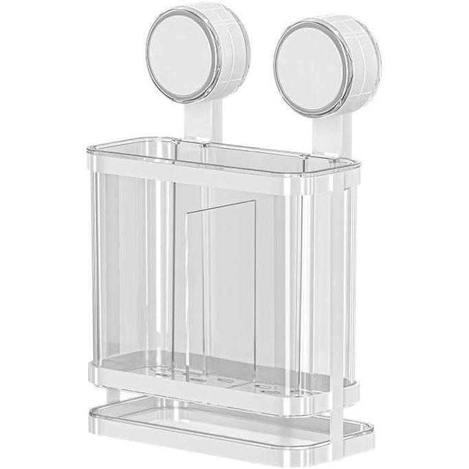Used Chopstick Rest Cutlery Draining Rack with Strong Suction Cups, Hanging Chopstick Storage Tube, Space-Saving Kitchen Organizer (White) - Kitchen