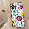 Abstract 80s pop art style graphics Phone Case For iPhone 16 15 14 11 12 13 17 Pro Max mini 15 16 Plus 16e 17 Air Cover Coque