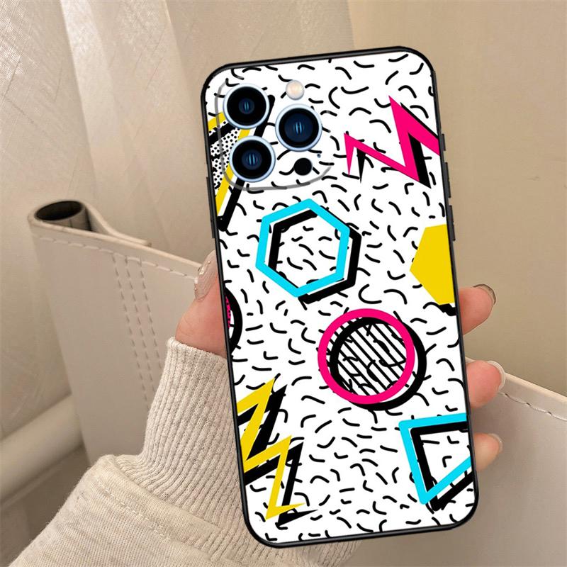 Abstract 80s pop art style graphics Phone Case For iPhone 16 15 14 11 12 13 17 Pro Max mini 15 16 Plus 16e 17 Air Cover Coque