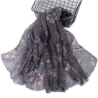 Autumn Winter New Voile Warm Scarf For Women Girl Cute Floral Print Scarves Soft Cotton Pashmina Shawl Foulard Wrap Shawls