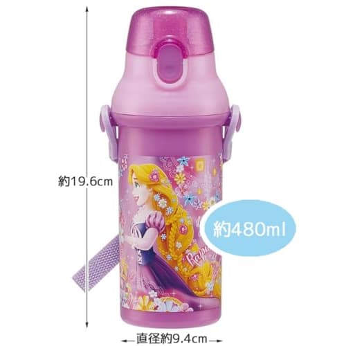Skater Disney Tangled Water Bottle, 24 oz (480ml), Kids', Antibacterial, Child-Friendly, Lightweight, Made in Japan, PSB5SANAG-A