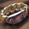 32mm Width Bling Massive 316L Stainless Steel Steel & Gold Hip Hop Bracelet Designer Chrams
