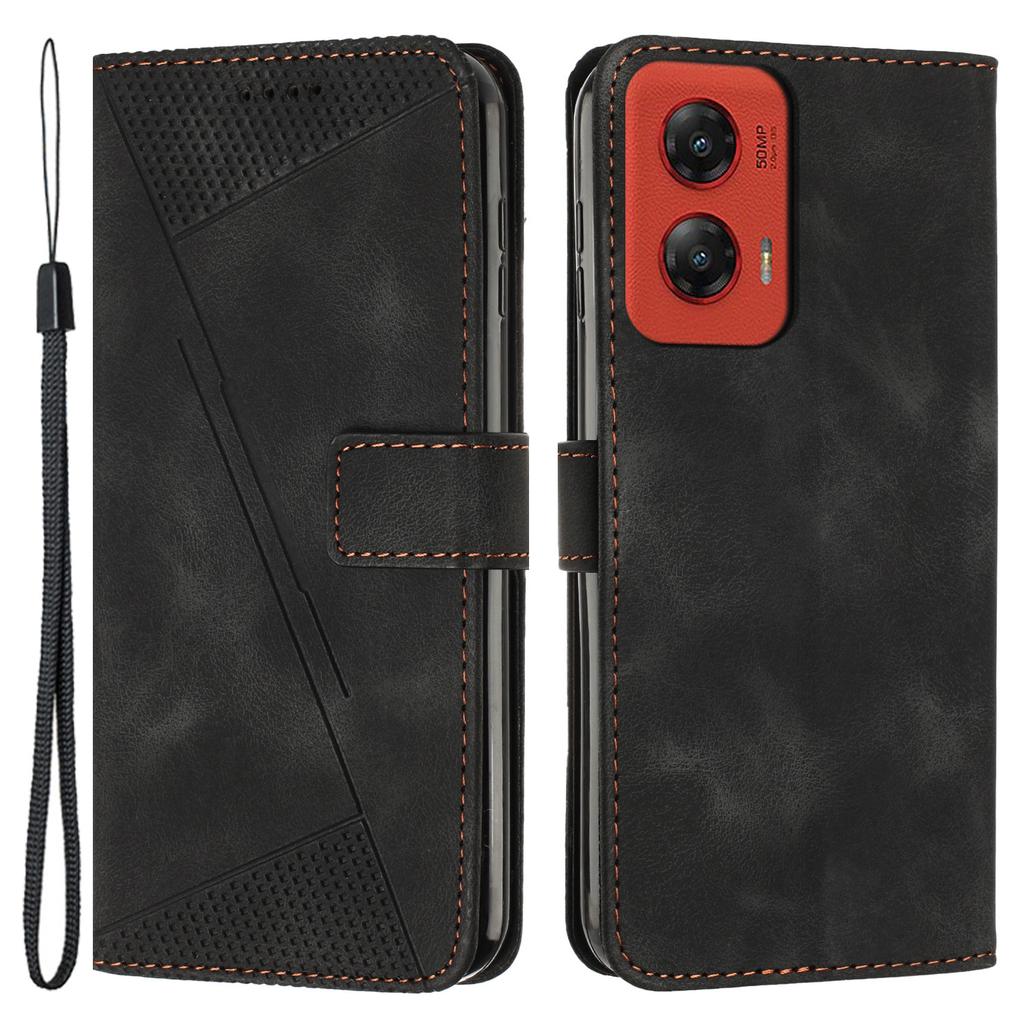 For Motorola Moto G Stylus 5G (2024) Wallet Case PU Leather Phone Cover Triangle Imprinted