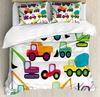 Construction Vehicles Boys Excavator Duvet Cover Yellow Tractor Truck Bedding Set For Teens Boys Old Retro Car Theme Room Decor