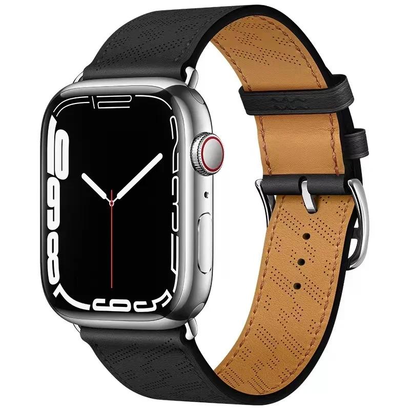 Genuine Leather Bracelet Strap For Apple Watch Band 45mm 49mm 41mm 44mm 42mm 46mm Leather Wristband iWatch Ultra 11 10 9 8 7 6 5