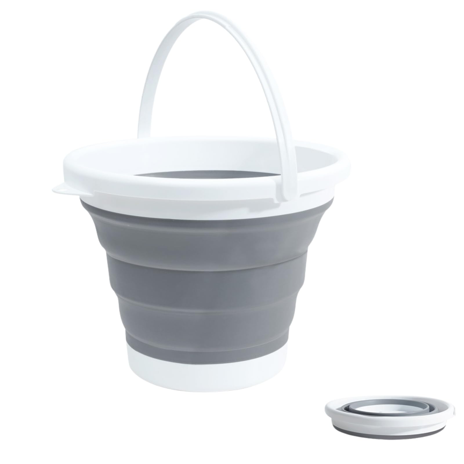 

SLEEKSTATION 5L Foldable Fishing Bucket, Compact Storage, Water Collection, Cleaning, Laundry, Car Washing, Emergency Preparedness, Outdoor Use, Gray