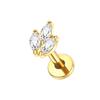 1PC G23 Titanium 16G Marquise Lotus CZ Flower Flat Back Stud Labret Tragus Helix Cartilage Conch Earring Piercings Sexy Jewelry