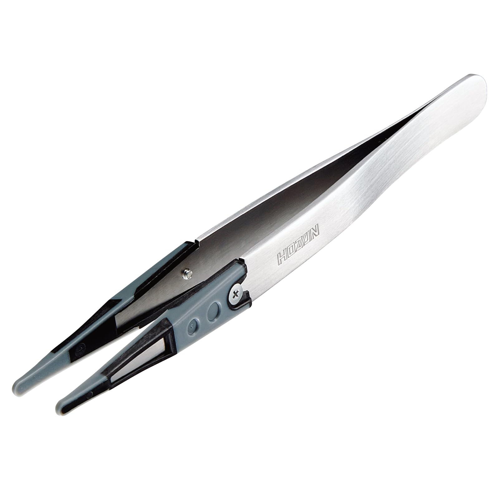 

HOZAN ESD Soft Tip Tweezers P-643-J R-Shaped 125mm Anti-Static Total Length 10mm Opening Width 3.0mm