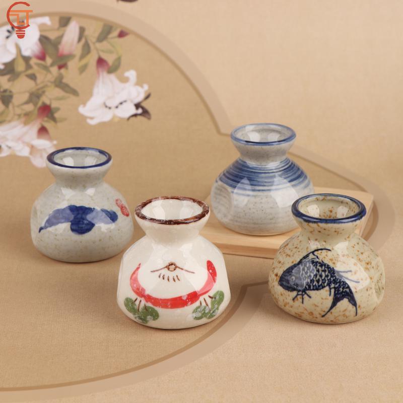 1PCS Chinese Style Ceramic Small Vases Home Decor Mini Retro Toothpick Holder Cotton Swab Storage Jar