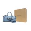 Coach Rowan 25 Logo Print Zipper Closure Leather Boston Bag Crossbody Handheld Shoulder Bag Small Women bags Blue CR206-QBCFL