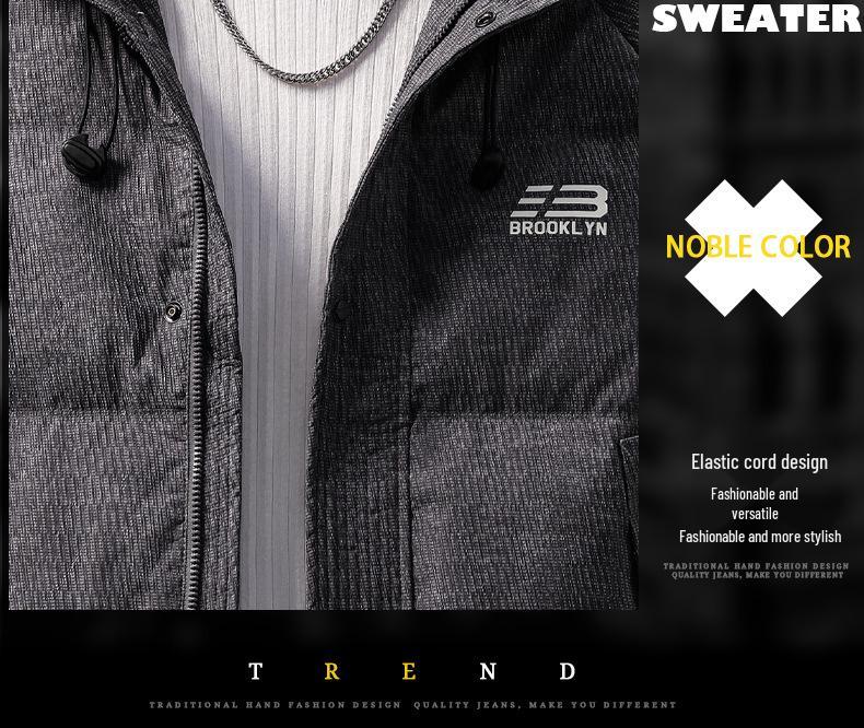 Men's High-End Hooded 90% Duck Down Jacket – Short, Thick, Warm, Trendy, Casual Winter Outerwear