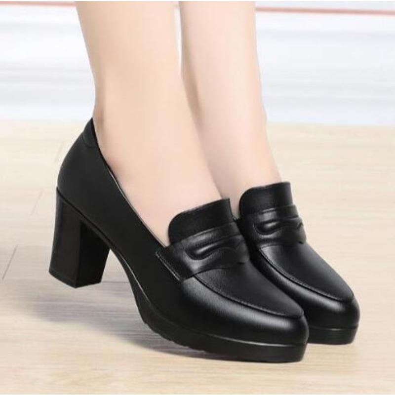 Women Designer Comfortable Fashion Thick Heel Shoes Autumn New Women Round Head Deep Mouth Thick Sole Office High Heels