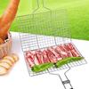 Iron Wire Barbecue Grilling Basket BBQ Net Wooden Handle Meat Fish Clip Holder