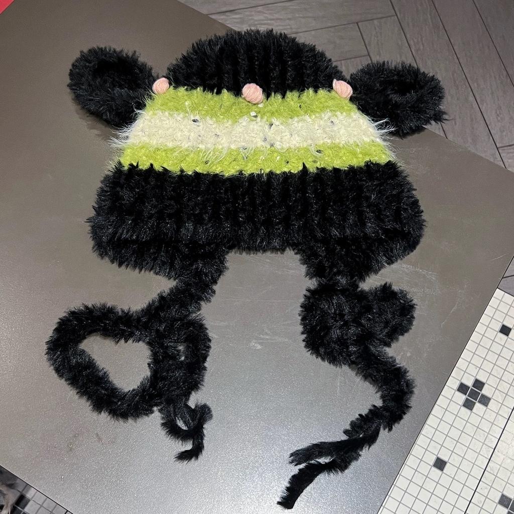 Cute lamb ears plush hat women's autumn and winter new furry hat warm ear protection knitted hat