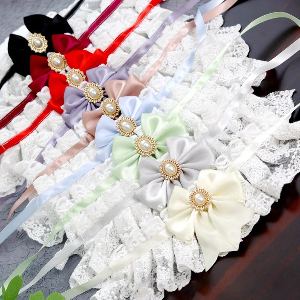 Pet Bib With Lace And Bow Tie Saliva Towel, Round Neck Scarf for Small Dog Cat 9.8-11.8 In Neck Circumference Saliva Towel Cute