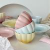 Cute Blush Gradient Korean Tableware Plate Dessert Fruits and Vegetables Plate Yogurt Rice Bowl Underglaze Ceramic Tableware Set