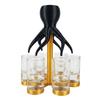Draaiende Octopus Drankdispenser met Zes Shotglaasjes Drank Serveerset voor Feesten en Bijeenkomsten Duurzame Kunststof en Glazen Constructie