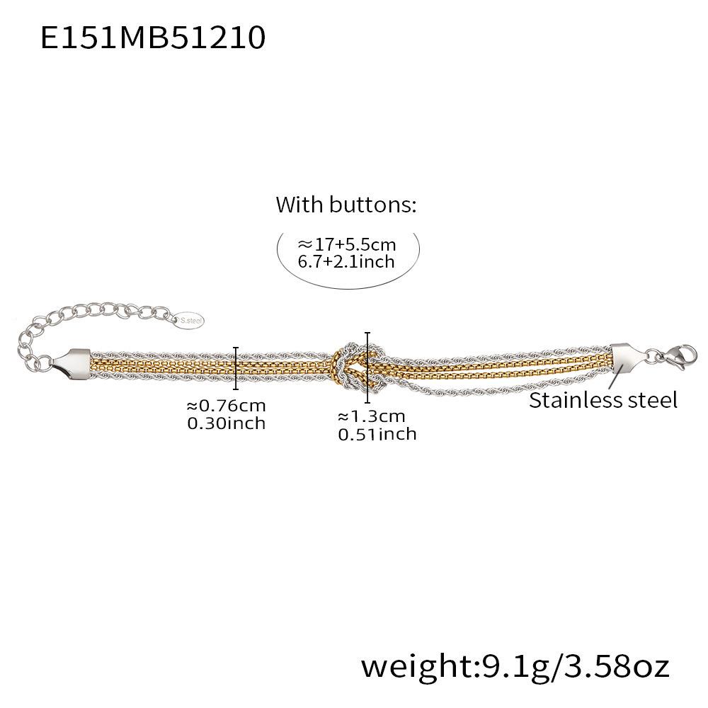 Personalized 18K Gold Electroplated Stainless Steel Knot Chain Bracelet: Modern Versatile European & American Hand Jewelry.
