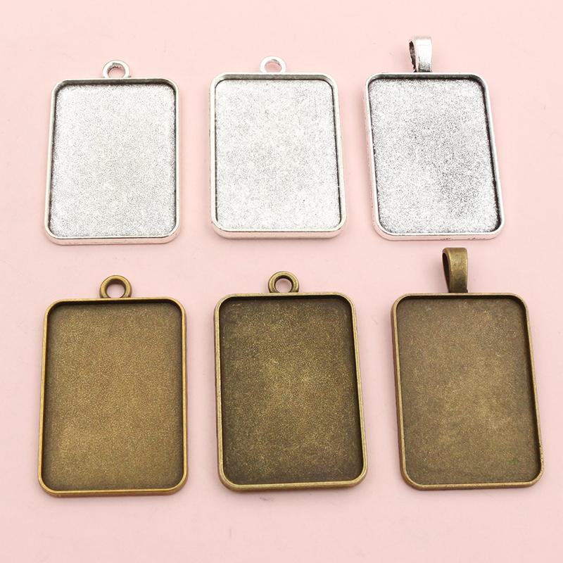 3-10pcs 18x25mm 19x38mm 25x50mm Inner Size Rectangle Pendant Cabochons Blank Base Setting Tray DIY Jewelry Making Accessories