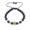 New 8MM Black Agate and Copper Zircon Crown Bracelet - Hot Selling Accessory
