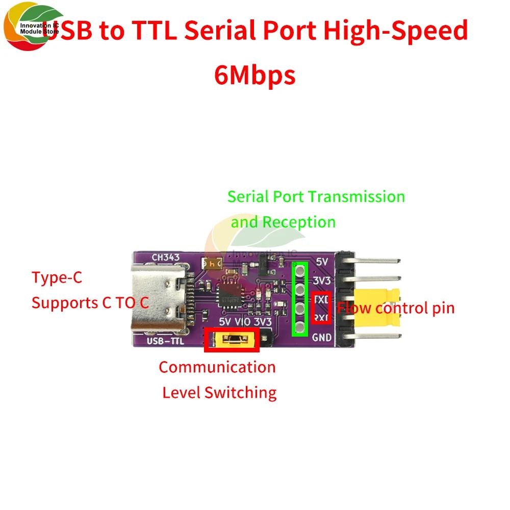USB to 1/2/4/8 TTL Serial Communication Conversion Module High-Speed Ch348/344/342/Ch343 Chip  Type C