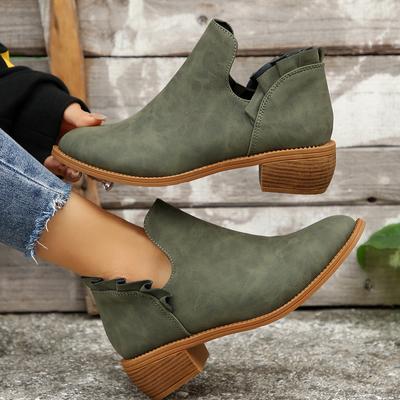Chaussures pour femmes grande taille quatre saisons couleur unie pointues décontractées fermeture éclair arrière talon bas chaussures simples femmes