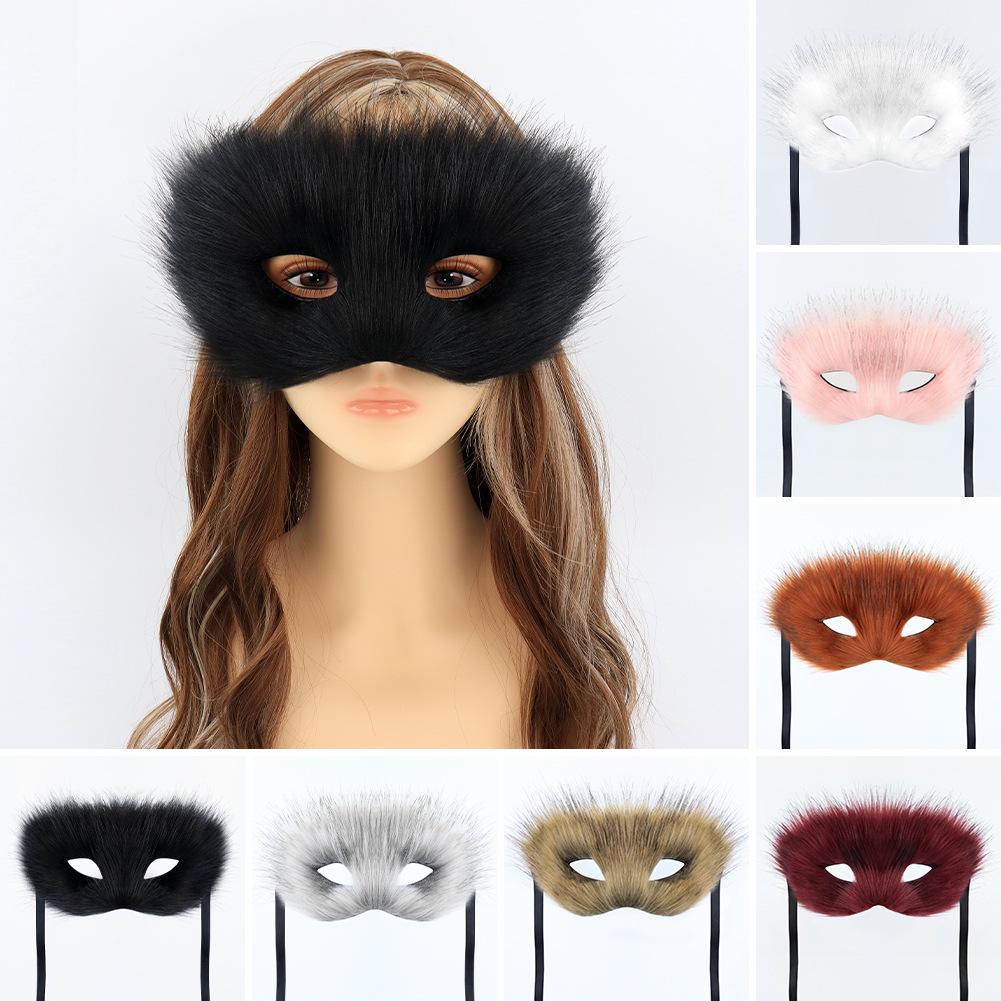 Cosmetic Masquerade Party, Long-haired Fox Half-face Mask, New Eye Mask, Plastic Mask, Mysterious Animal Mask