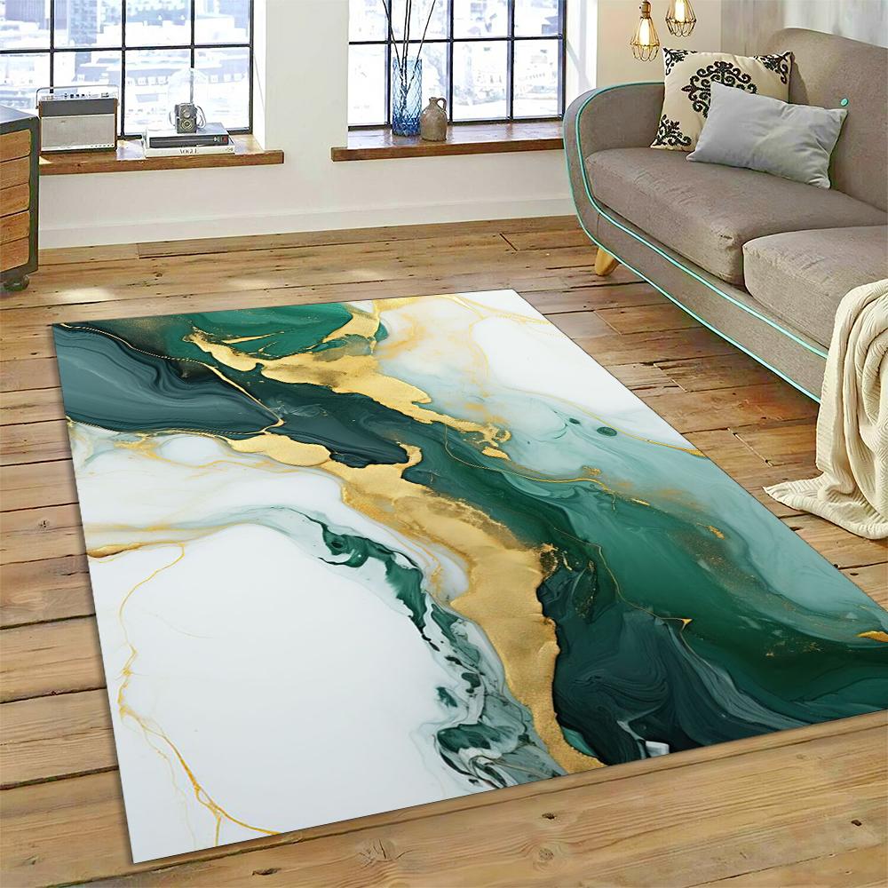 3D Barevná Mramorová Mapa Světa Modrá Zelená Zlatá Koberec Kobereček pro Domov Obývací Pokoj Ložnice Pohovka Rohožka Dekor, Dětský Koberec Protiskluzová Podložka