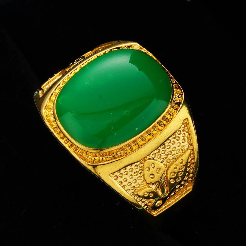 

Регулируемое кольцо с эмалью и драгоценным камнем с золотым покрытием для мужчин и женщин, кольцо-дорожка, красное/зеленое/черное, модное Green