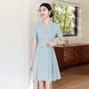 Women's Glacier Blue Professional A-Line Suit Dress