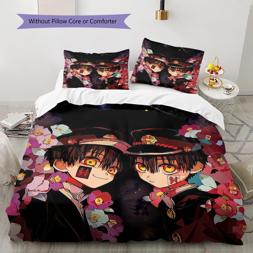 Toilet‑Bound Hanako‑kun2 Pattern Bedding Quilt Set  Home Decoration  Gift (1 * duvet cover + 2 * pillowcase  without core)