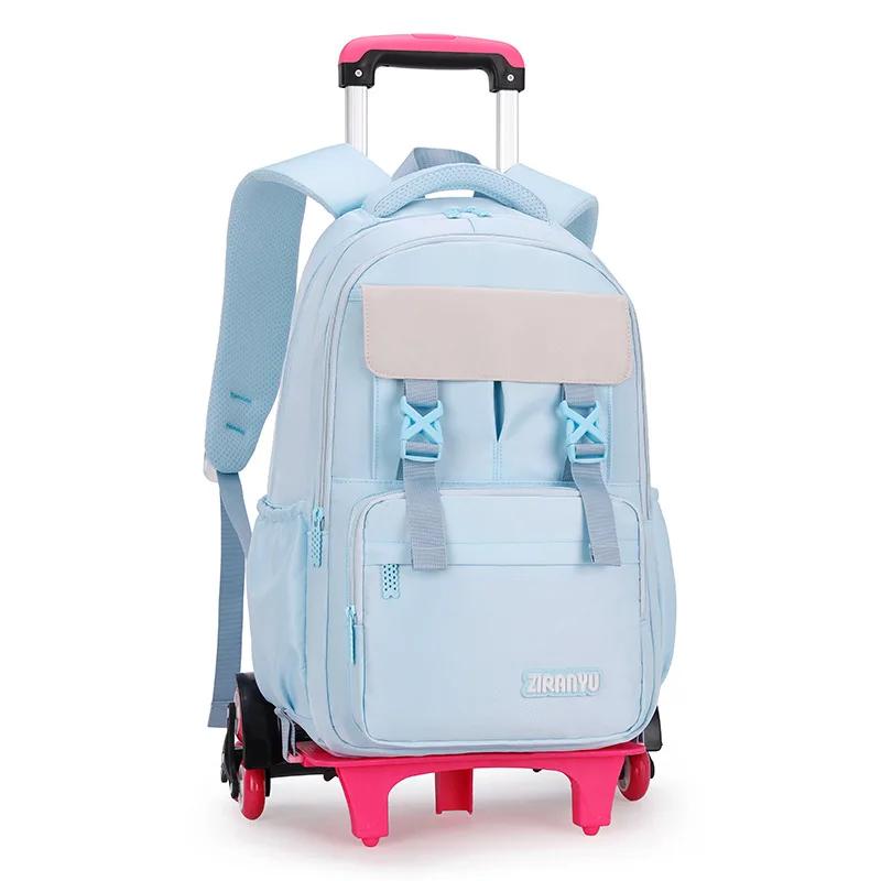 Zaino per Bambini e Ragazze Borsa da Scuola con Ruote Zaino Trolley Carino Zaino Scolastico Zaino con Ruote Portadocumenti