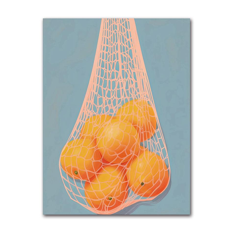 Minimalist Modern Abstract Fruit Poster Print Orange Peaches Strawberry Tomato Lemon Fig Canvas Painting Wall Art Home Decor