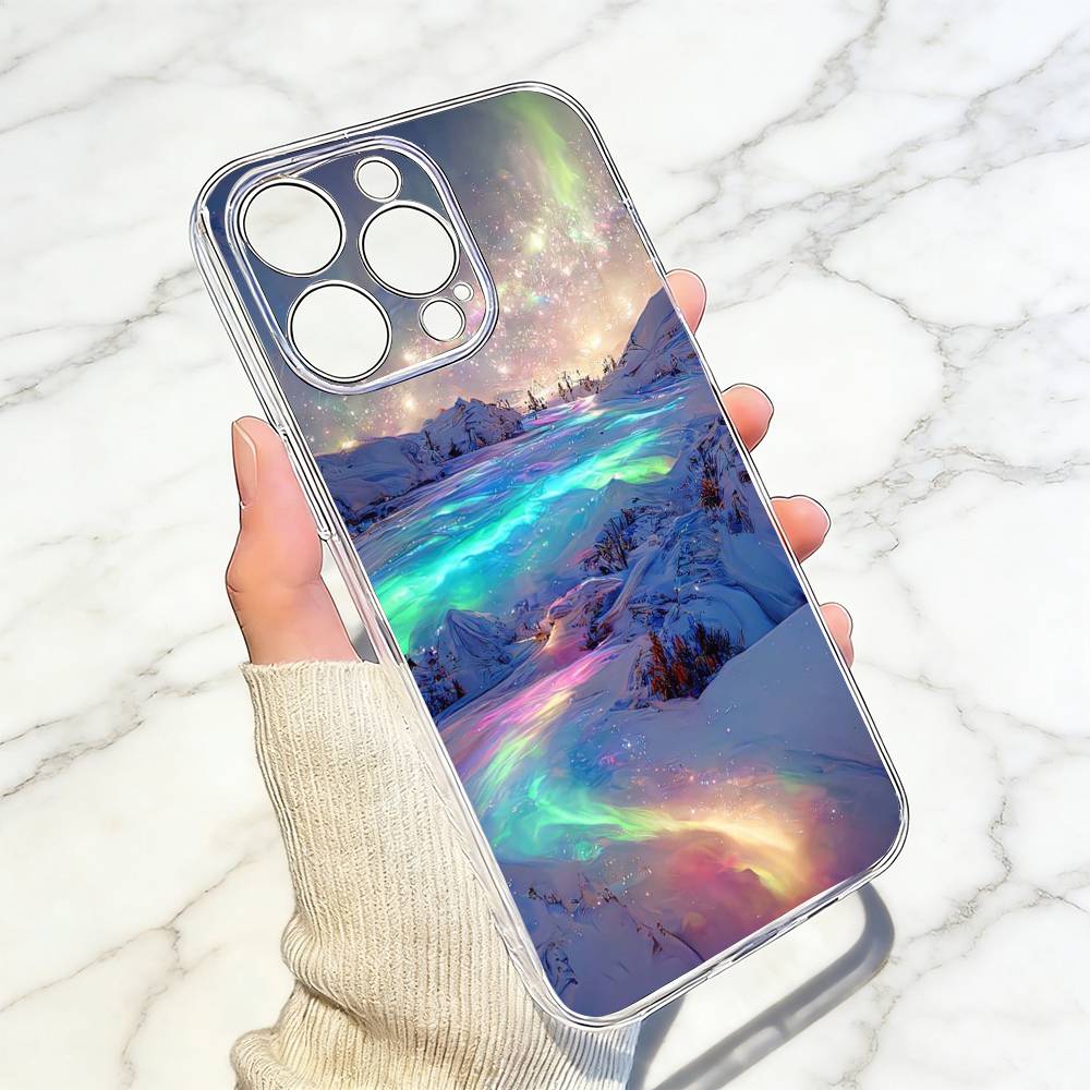 Northern Lights Phone Case For iPhone 17 16 15 14 13 12 11 Mini Pro Max Plus Transparent Cover