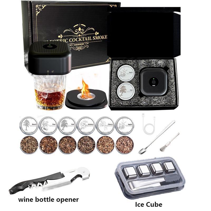 

UNTIOR Электрический набор для копчения коктейлей 6 видов щепы Перезаряжаемый Встроенная зажигалка Бутан не требуется Подарок для мужчин Папе