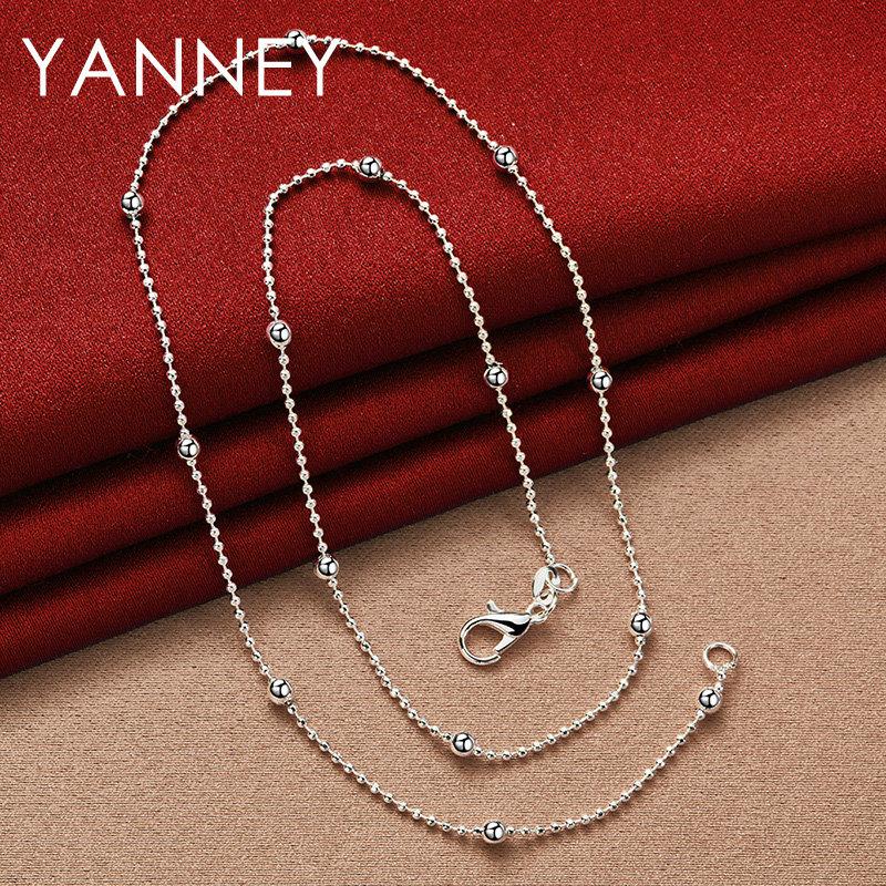 New 925 Sterling Silver 16-24 Inches Sweater Bead Chain Necklace Women Fashion Charm Wedding Party Favors Jewelry