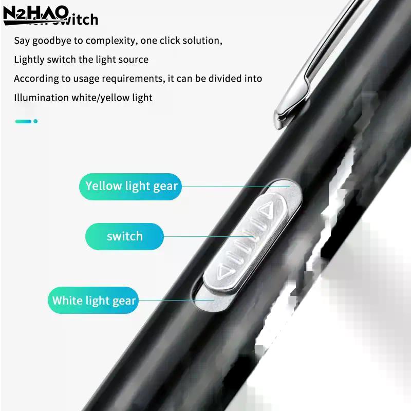 5000K Mini Nursing Flashlight USB Rechargeable  Handy Pen Light LED Torch Lamp With Stainless Steel Clip Pocket Led Flashlight